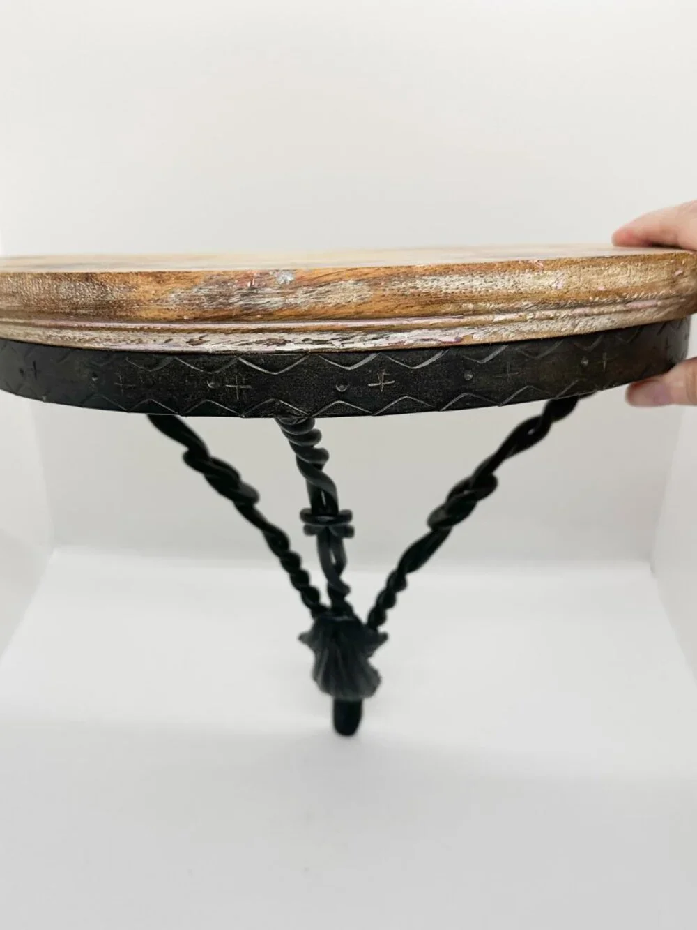 Wood Metal Wall Shelf Gothic Witchy Whimsigoth Medieval Twisted Rope Half Moon